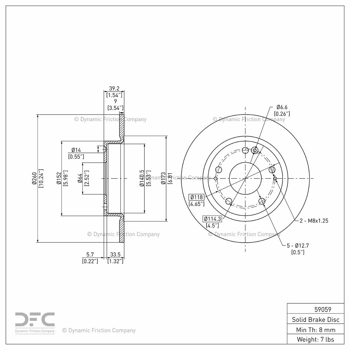 Dynamic Friction Company Disc Brake Rotor 604-59059