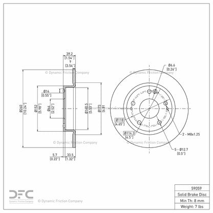 Dynamic Friction Company Disc Brake Rotor 604-59059