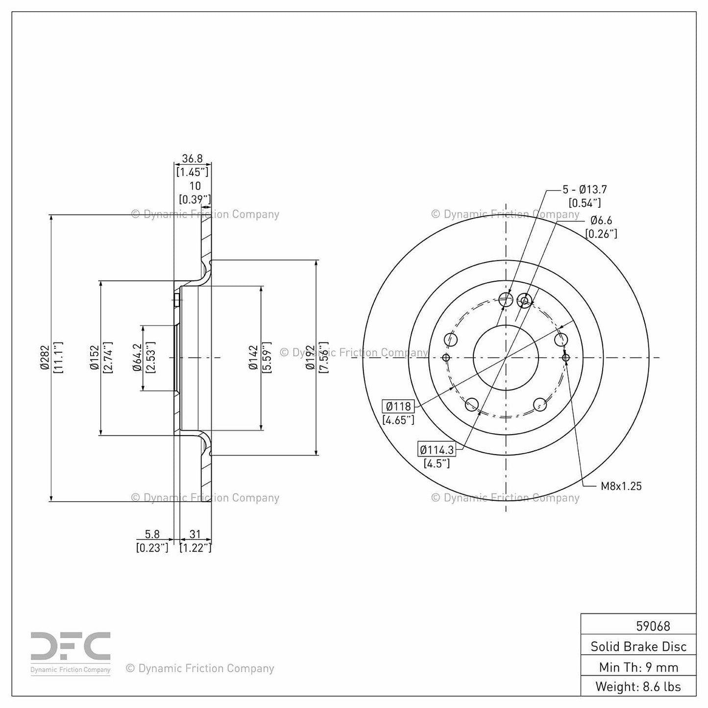 Dynamic Friction Company Disc Brake Rotor 604-59068