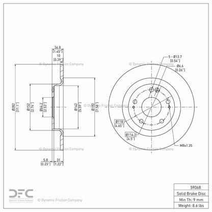 Dynamic Friction Company Disc Brake Rotor 604-59068