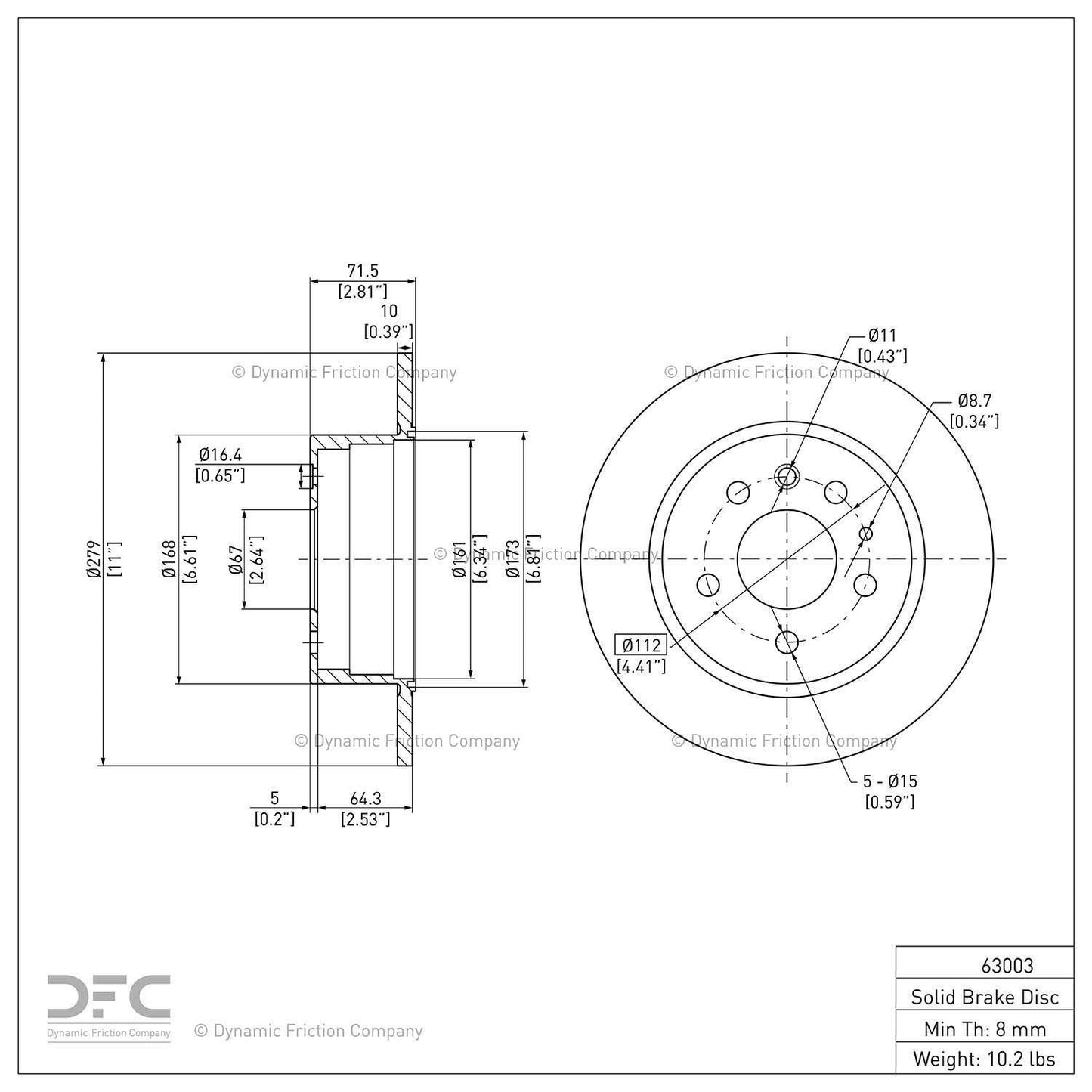 Dynamic Friction Company Disc Brake Rotor 604-63003