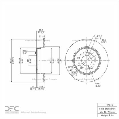 Dynamic Friction Company Disc Brake Rotor 604-63016