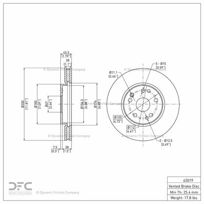 Dynamic Friction Company Disc Brake Rotor 604-63019