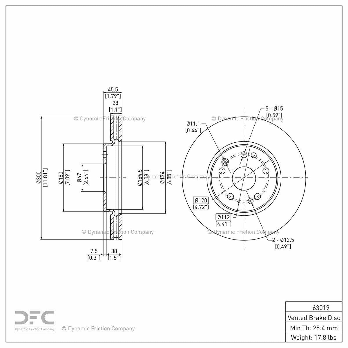 Dynamic Friction Company Disc Brake Rotor 604-63019