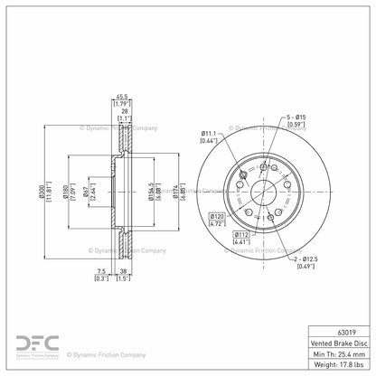 Dynamic Friction Company Disc Brake Rotor 604-63019