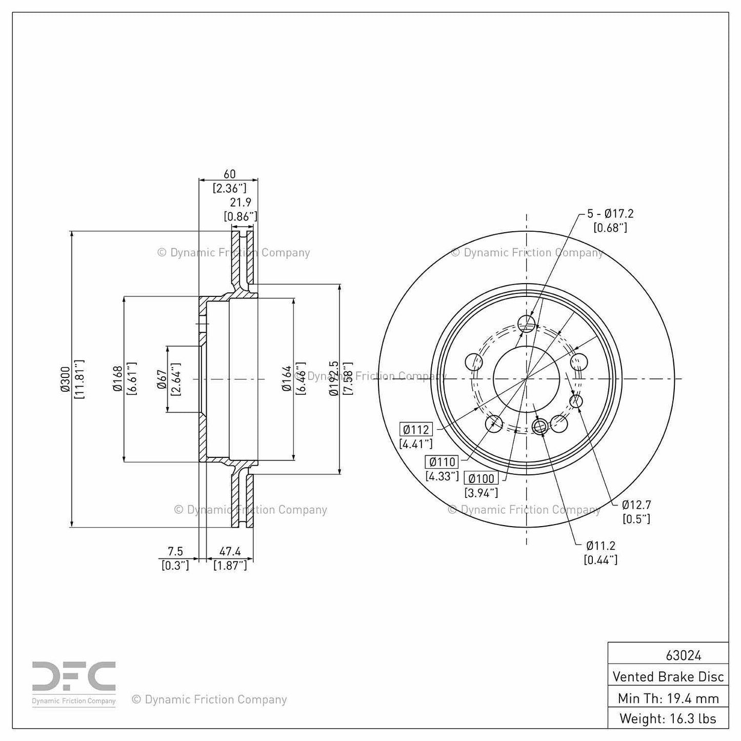 Dynamic Friction Company Disc Brake Rotor 604-63024