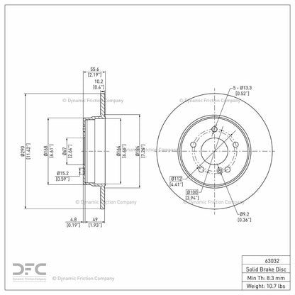 Dynamic Friction Company Disc Brake Rotor 604-63032