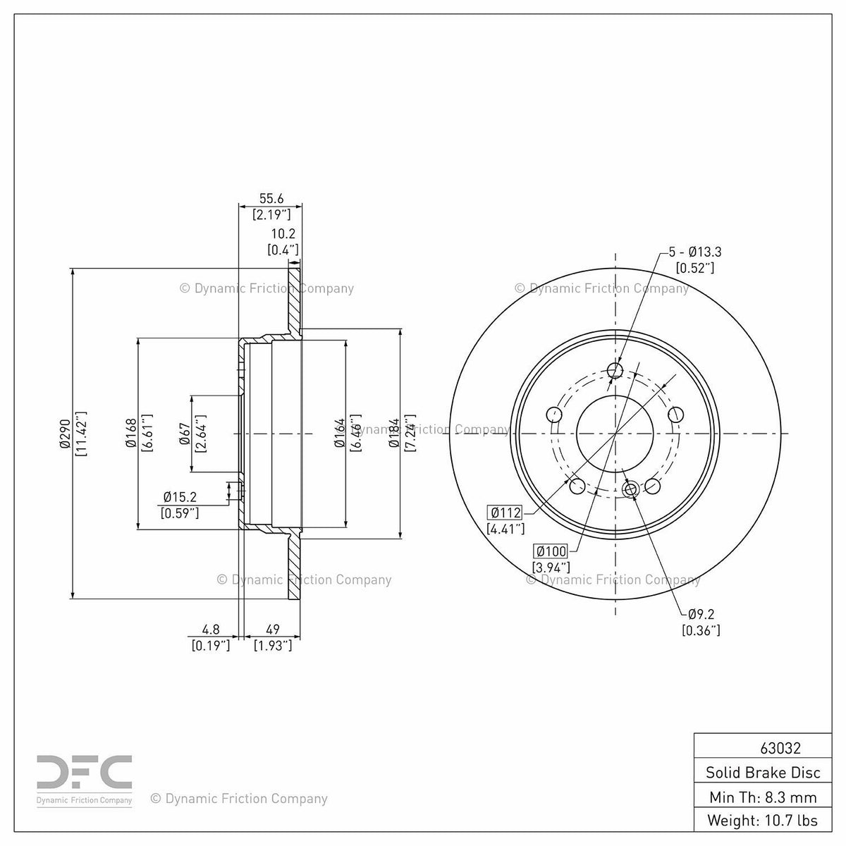 Dynamic Friction Company Disc Brake Rotor 604-63032