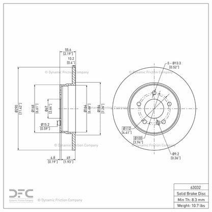 Dynamic Friction Company Disc Brake Rotor 604-63032