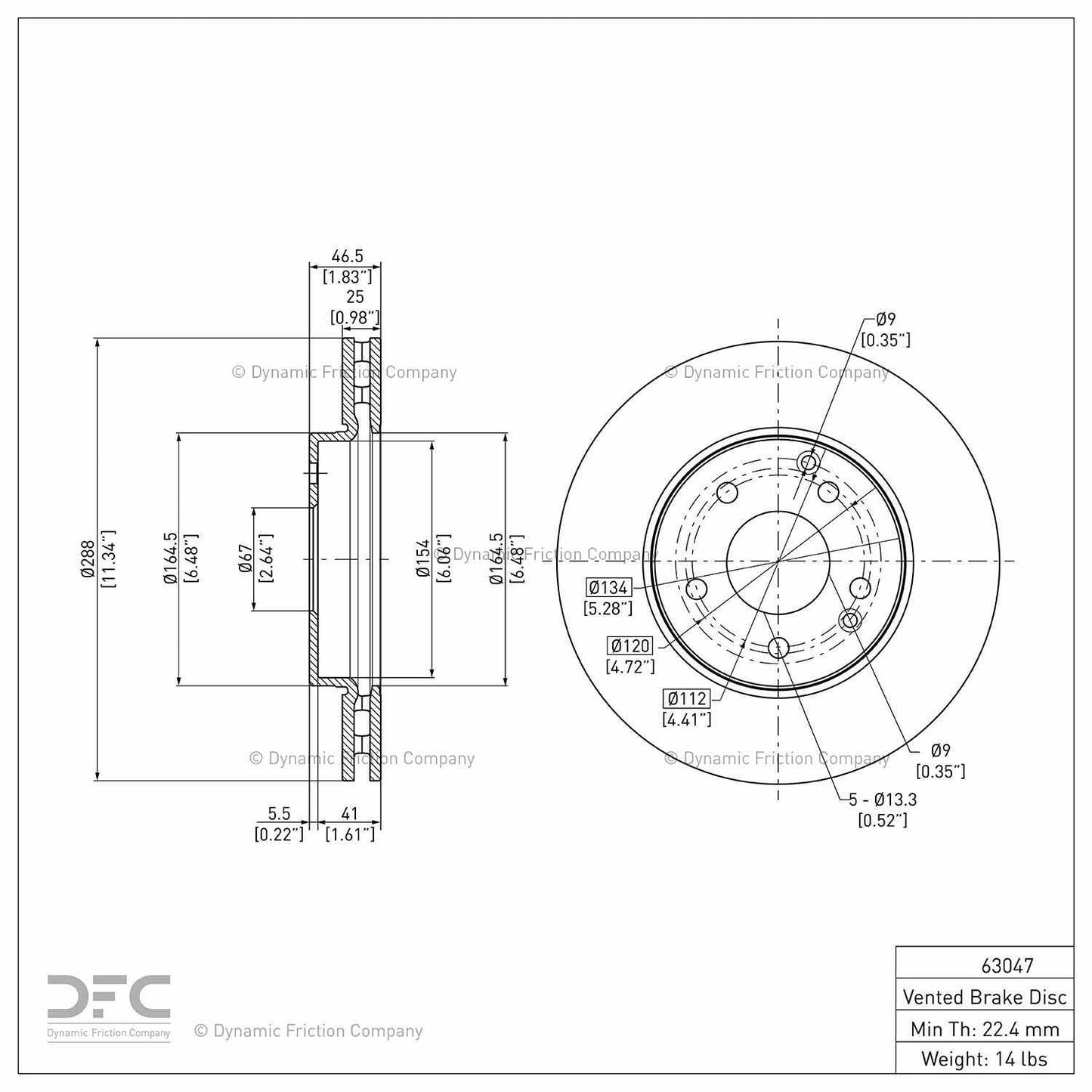 Dynamic Friction Company Disc Brake Rotor 604-63047