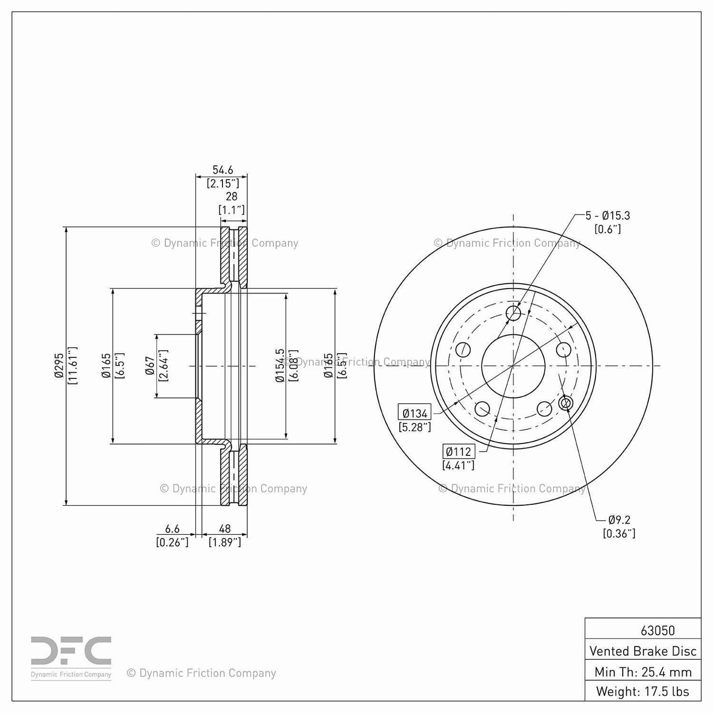 Dynamic Friction Company Disc Brake Rotor 604-63050