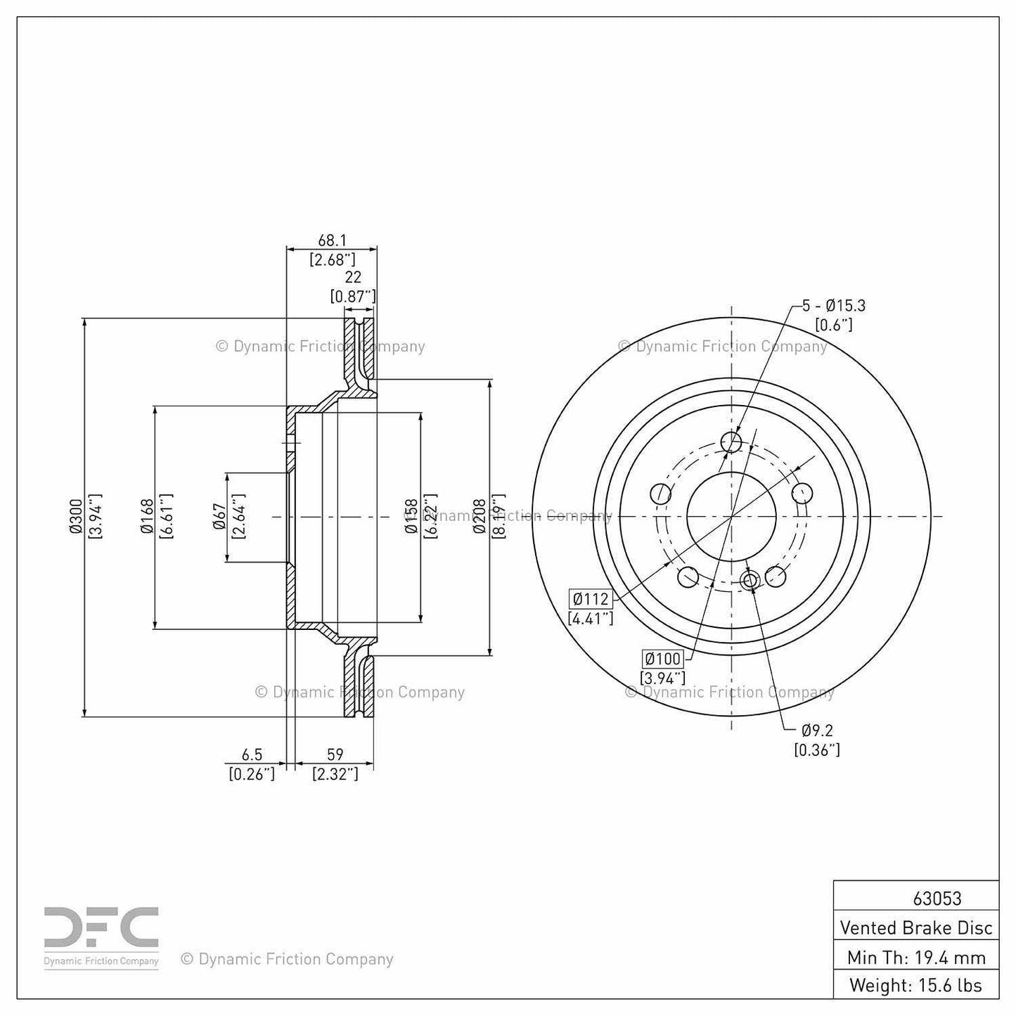 Dynamic Friction Company Disc Brake Rotor 604-63053