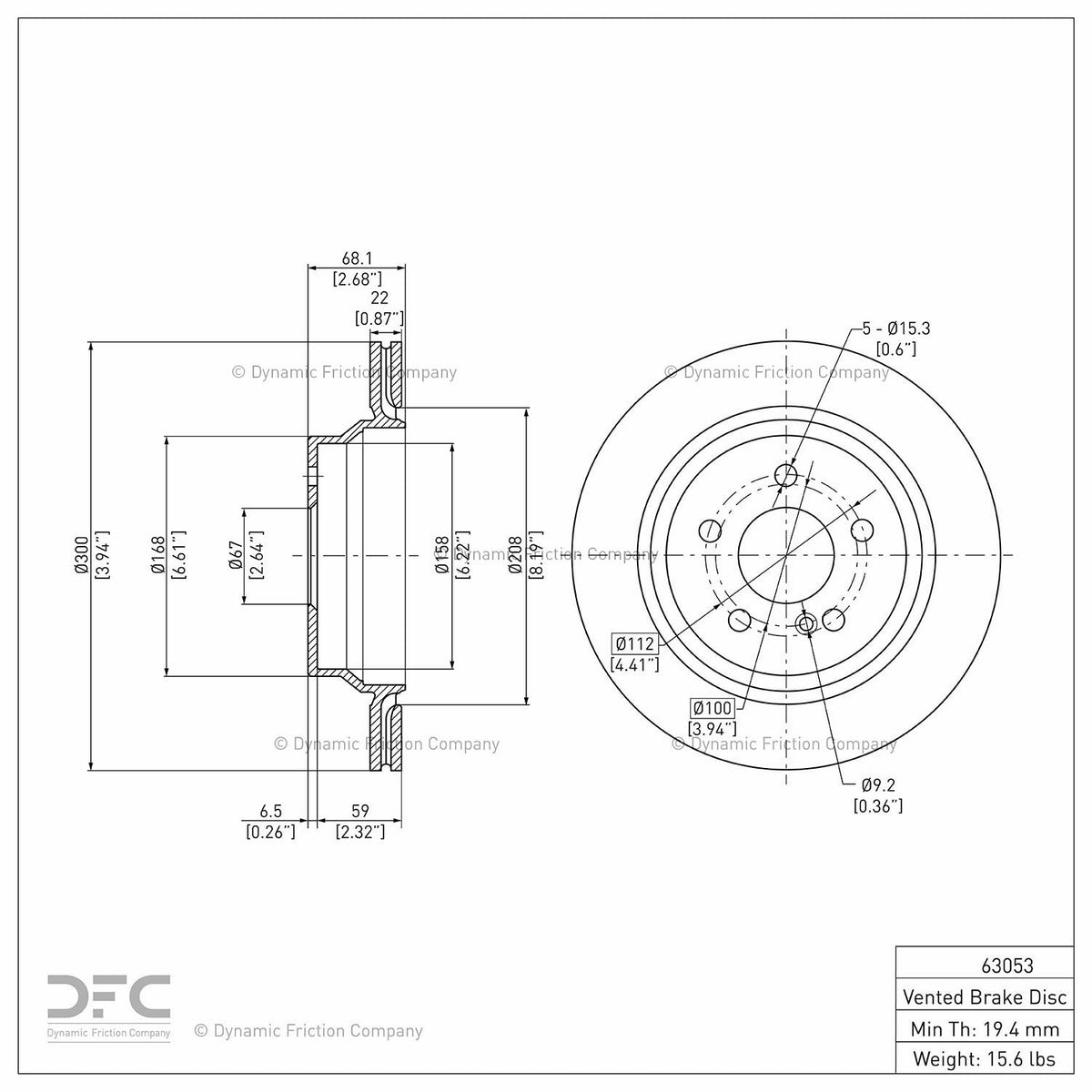 Dynamic Friction Company Disc Brake Rotor 604-63053