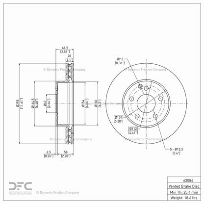 Dynamic Friction Company Disc Brake Rotor 604-63084