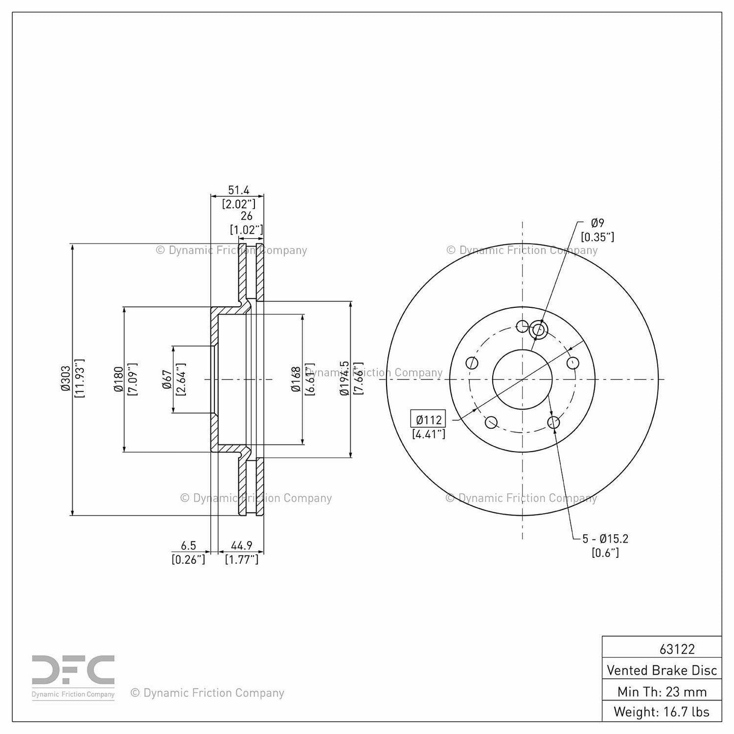 Dynamic Friction Company Disc Brake Rotor 604-63122