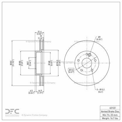 Dynamic Friction Company Disc Brake Rotor 604-63122