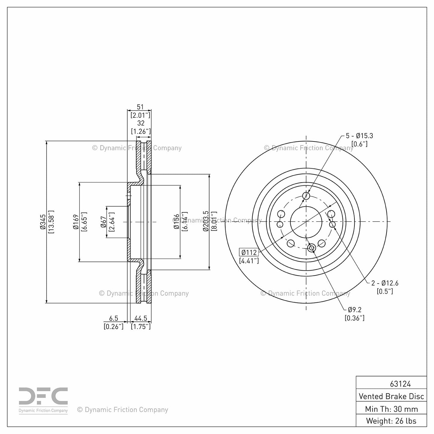 Dynamic Friction Company Disc Brake Rotor 604-63124