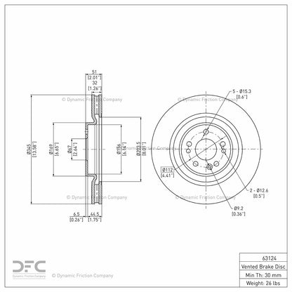 Dynamic Friction Company Disc Brake Rotor 604-63124