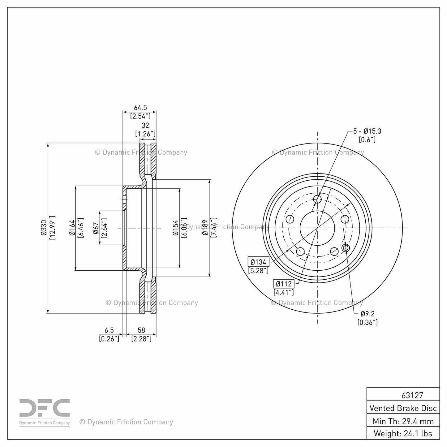 Dynamic Friction Company Disc Brake Rotor 604-63127