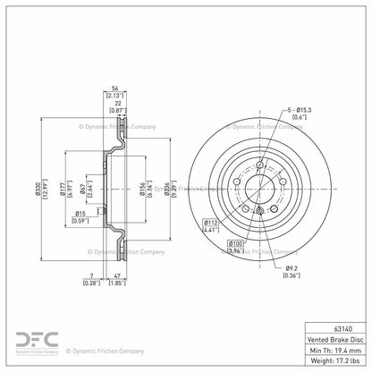 Dynamic Friction Company Disc Brake Rotor 604-63140