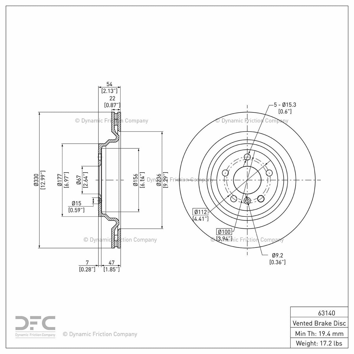 Dynamic Friction Company Disc Brake Rotor 604-63140