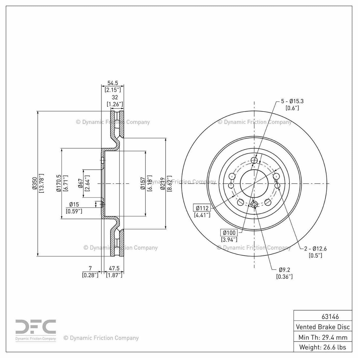 Dynamic Friction Company Disc Brake Rotor 604-63146