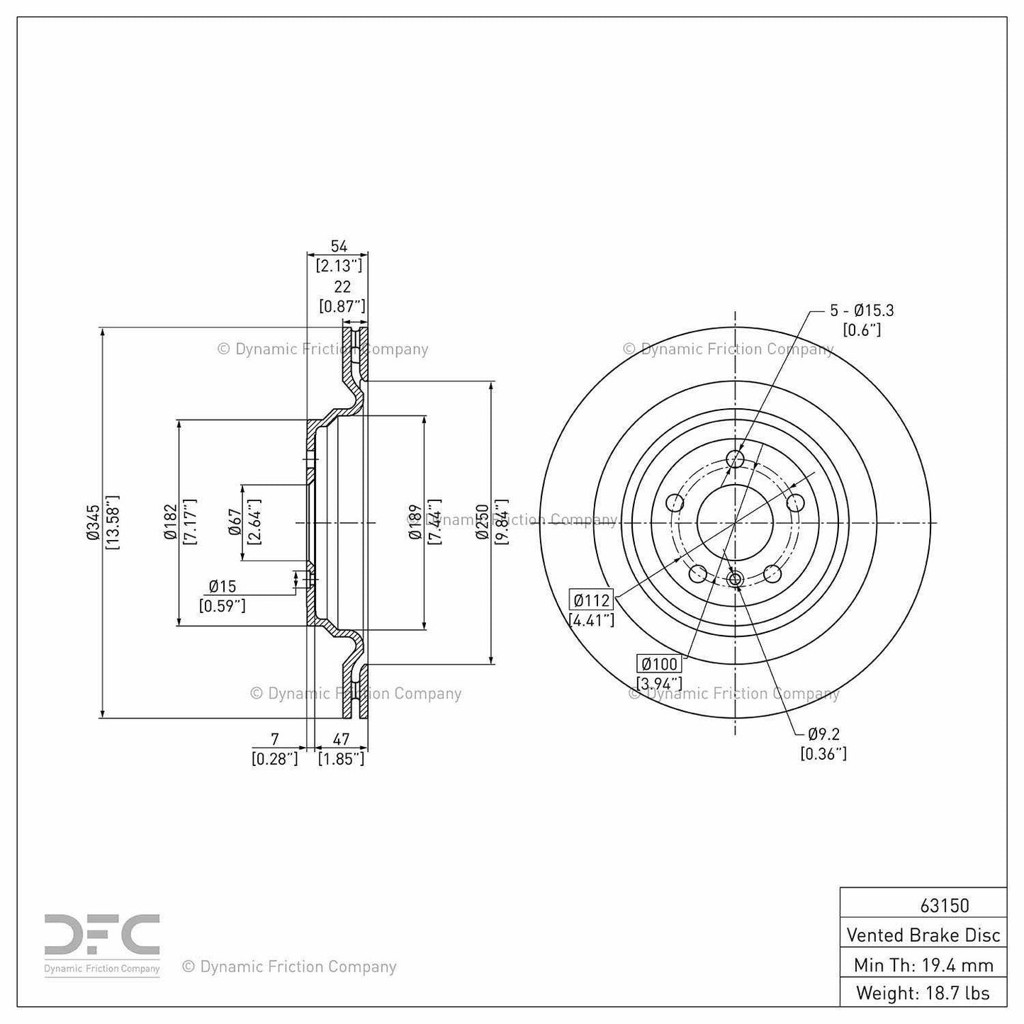 Dynamic Friction Company Disc Brake Rotor 604-63150