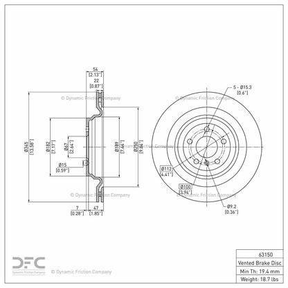 Dynamic Friction Company Disc Brake Rotor 604-63150