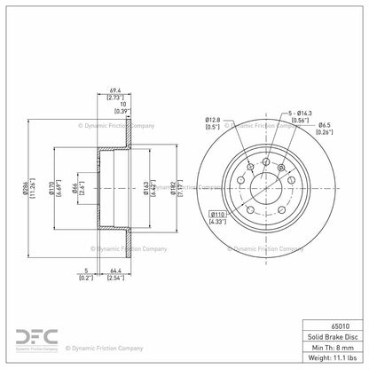 Dynamic Friction Company Disc Brake Rotor 604-65010