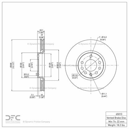 Dynamic Friction Company Disc Brake Rotor 604-65013