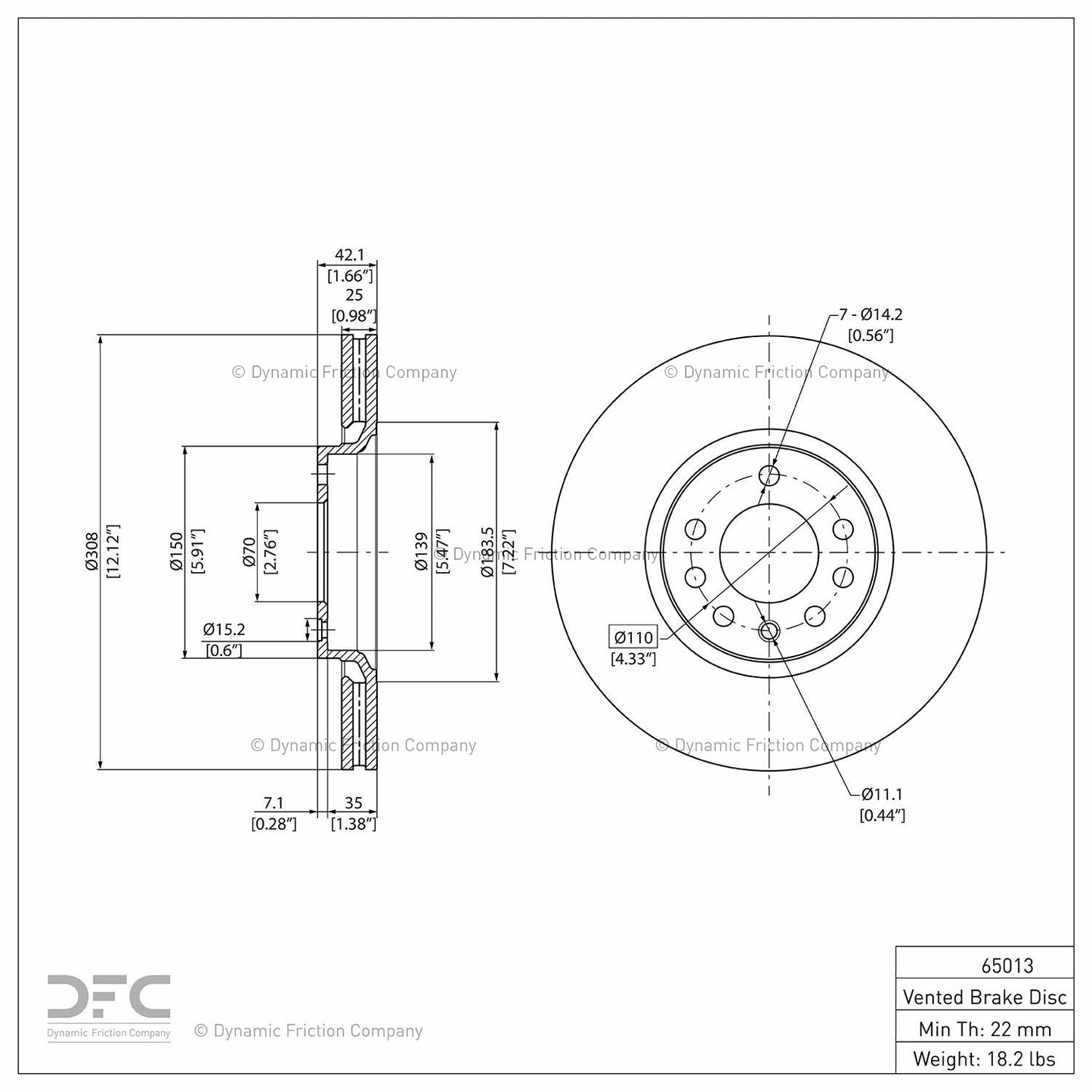 Dynamic Friction Company Disc Brake Rotor 604-65013