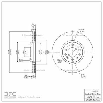 Dynamic Friction Company Disc Brake Rotor 604-65013