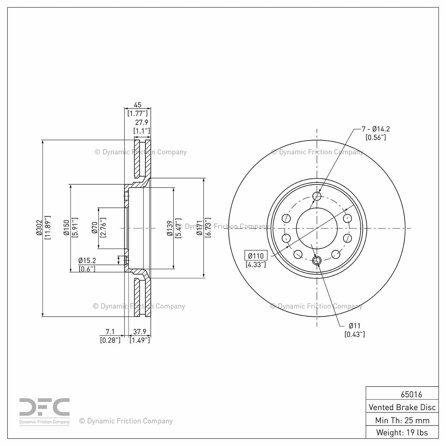 Dynamic Friction Company Disc Brake Rotor 604-65016