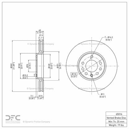 Dynamic Friction Company Disc Brake Rotor 604-65016