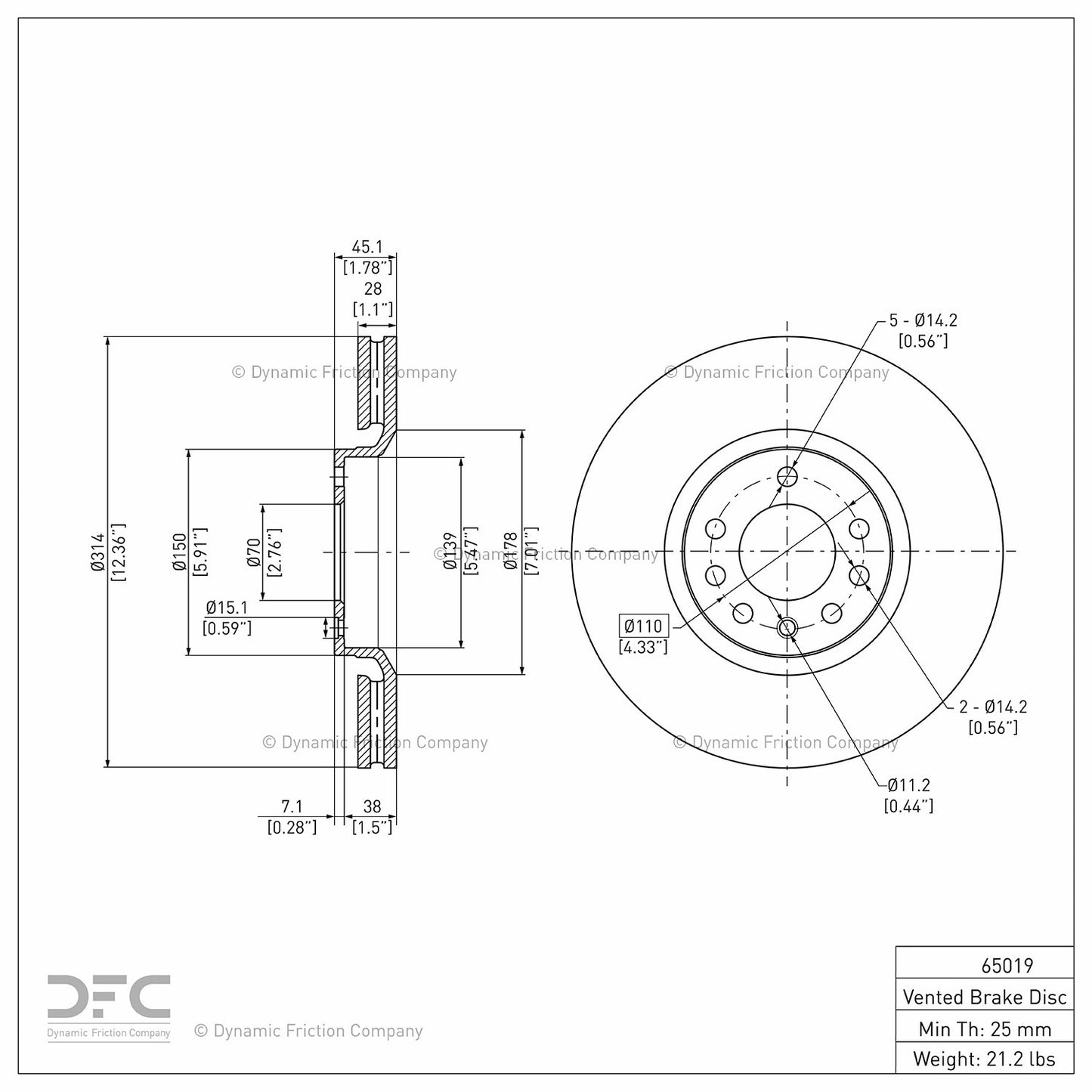 Dynamic Friction Company Disc Brake Rotor 604-65019