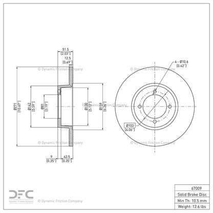 Dynamic Friction Company Disc Brake Rotor 604-67009