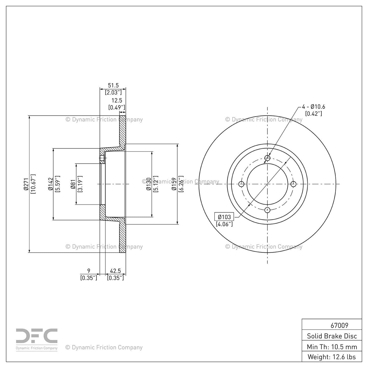 Dynamic Friction Company Disc Brake Rotor 604-67009