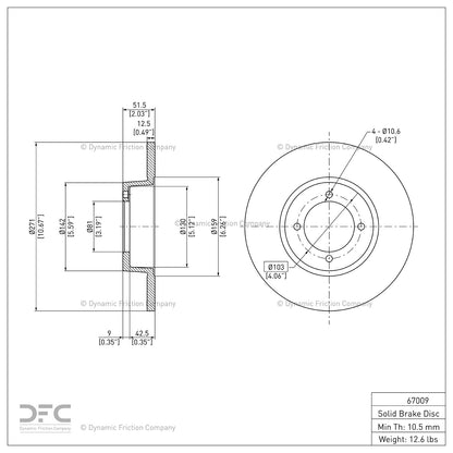 Dynamic Friction Company Disc Brake Rotor 604-67009