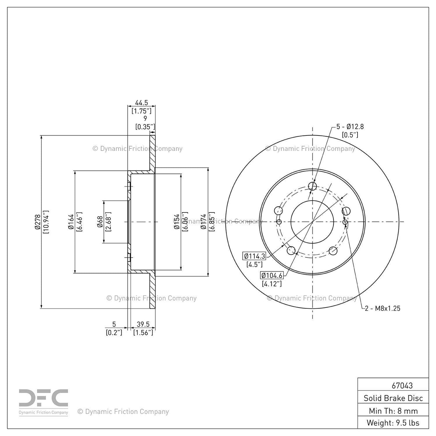 Dynamic Friction Company Disc Brake Rotor 604-67043