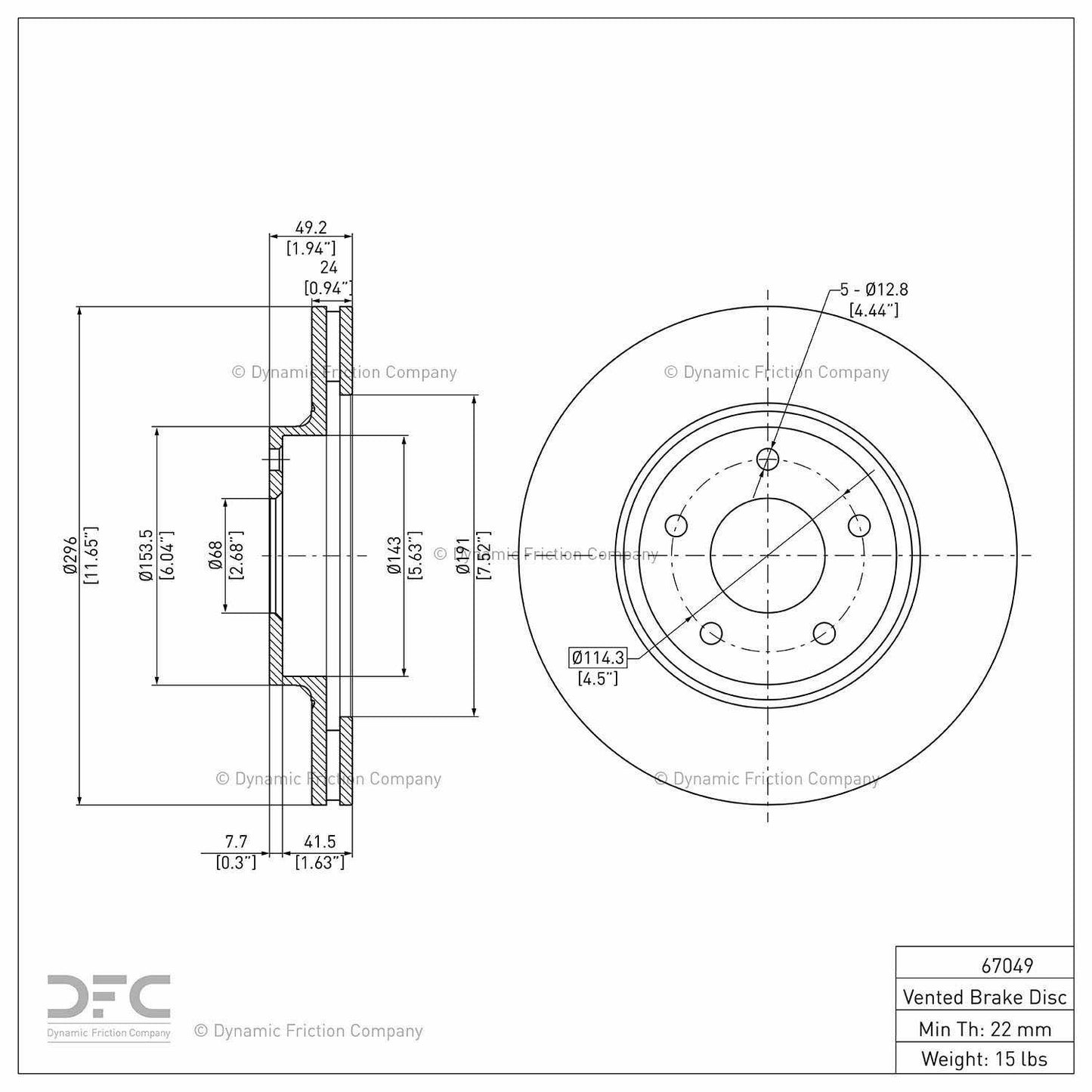 Dynamic Friction Company Disc Brake Rotor 604-67049