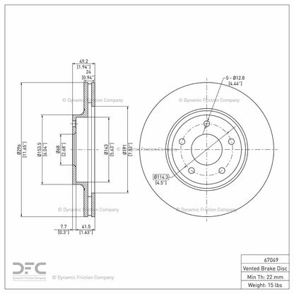 Dynamic Friction Company Disc Brake Rotor 604-67049