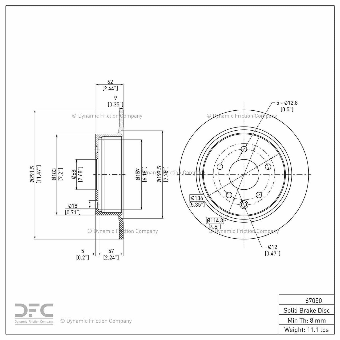 Dynamic Friction Company Disc Brake Rotor 604-67050