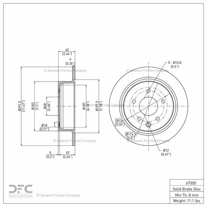 Dynamic Friction Company Disc Brake Rotor 604-67050