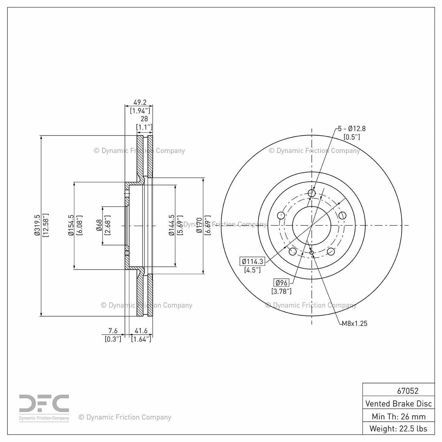 Dynamic Friction Company Disc Brake Rotor 604-67052