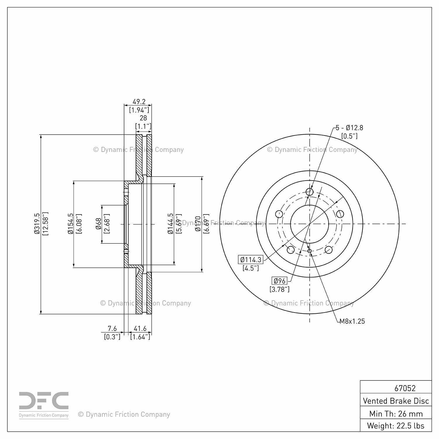Dynamic Friction Company Disc Brake Rotor 604-67052