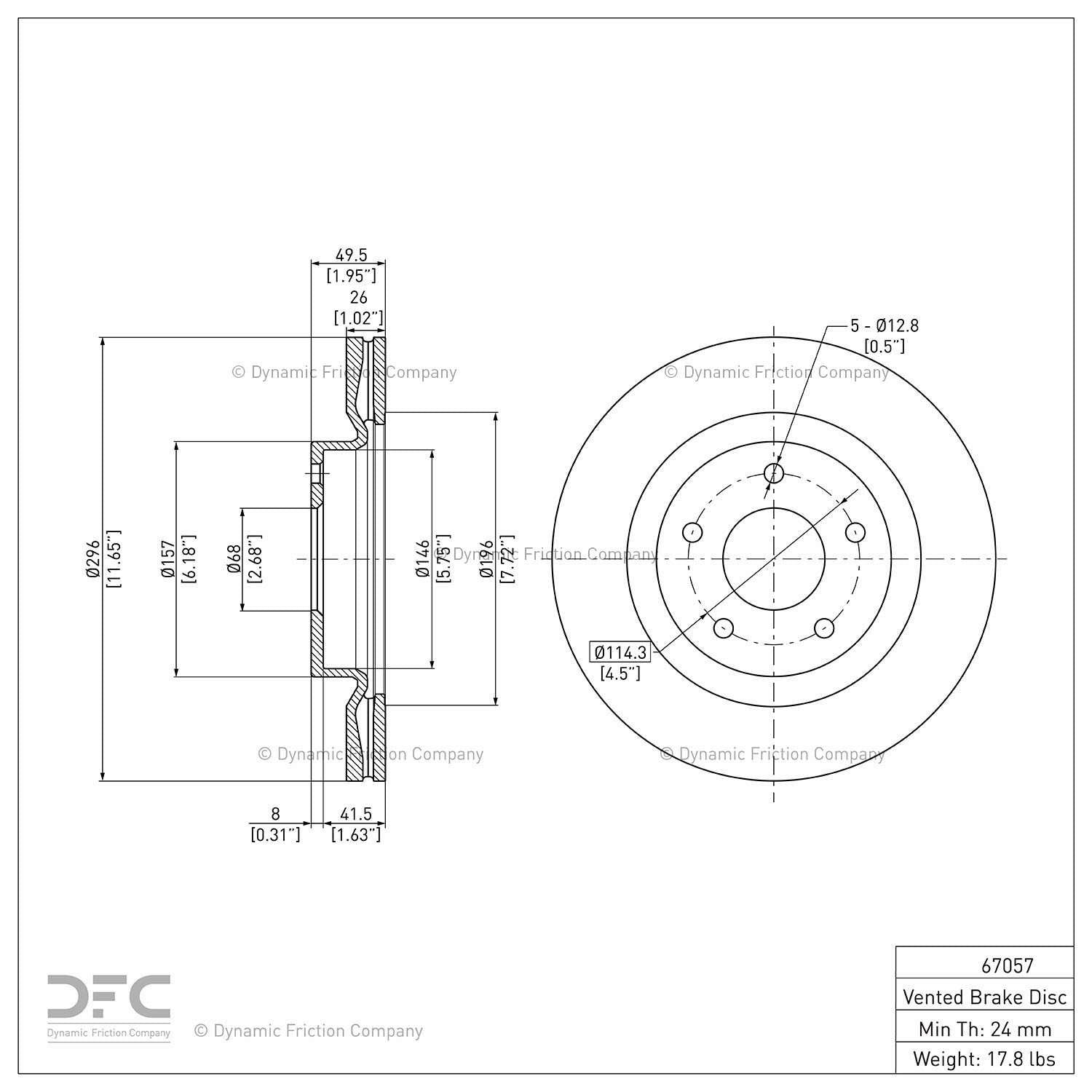 Dynamic Friction Company Disc Brake Rotor 604-67057