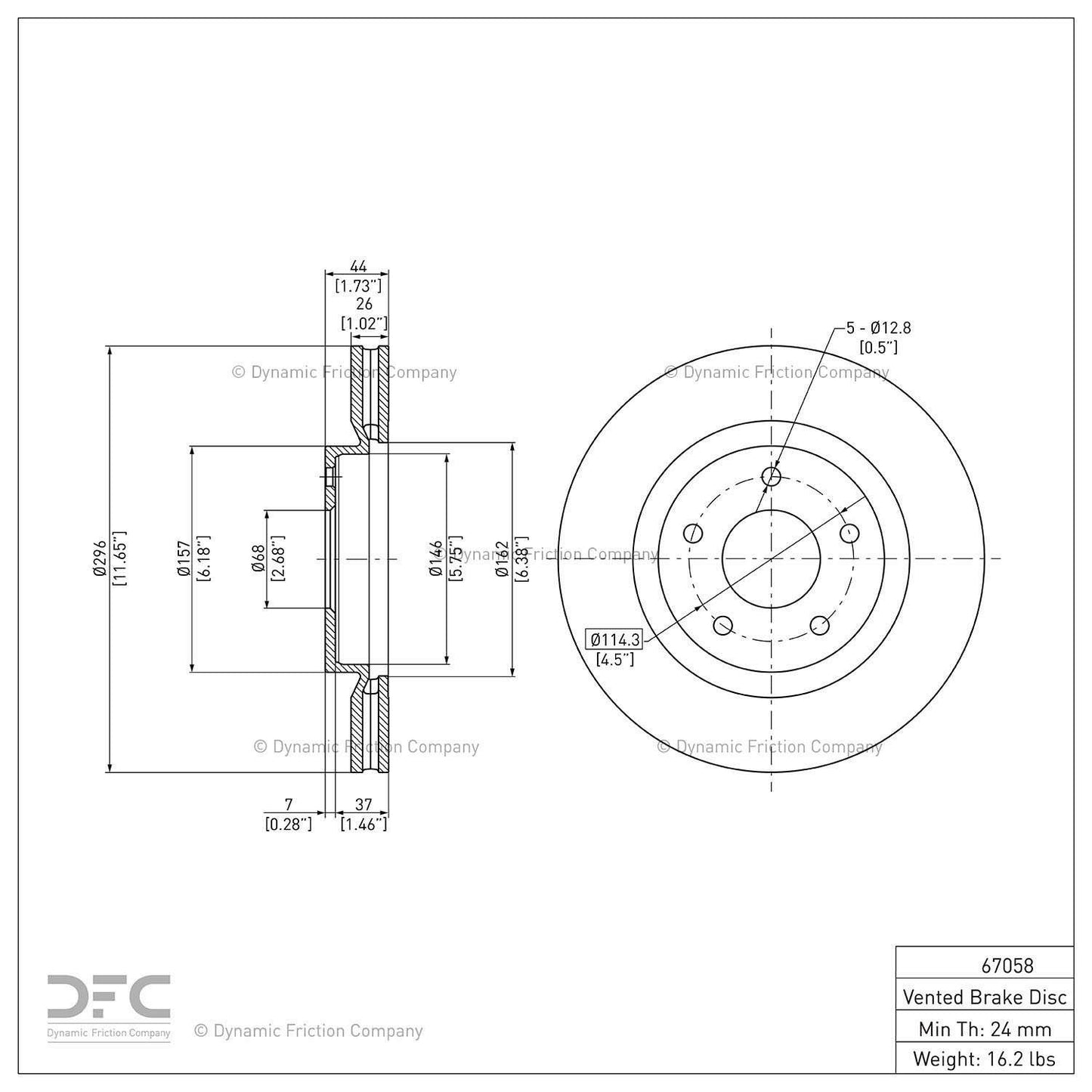 Dynamic Friction Company Disc Brake Rotor 604-67058
