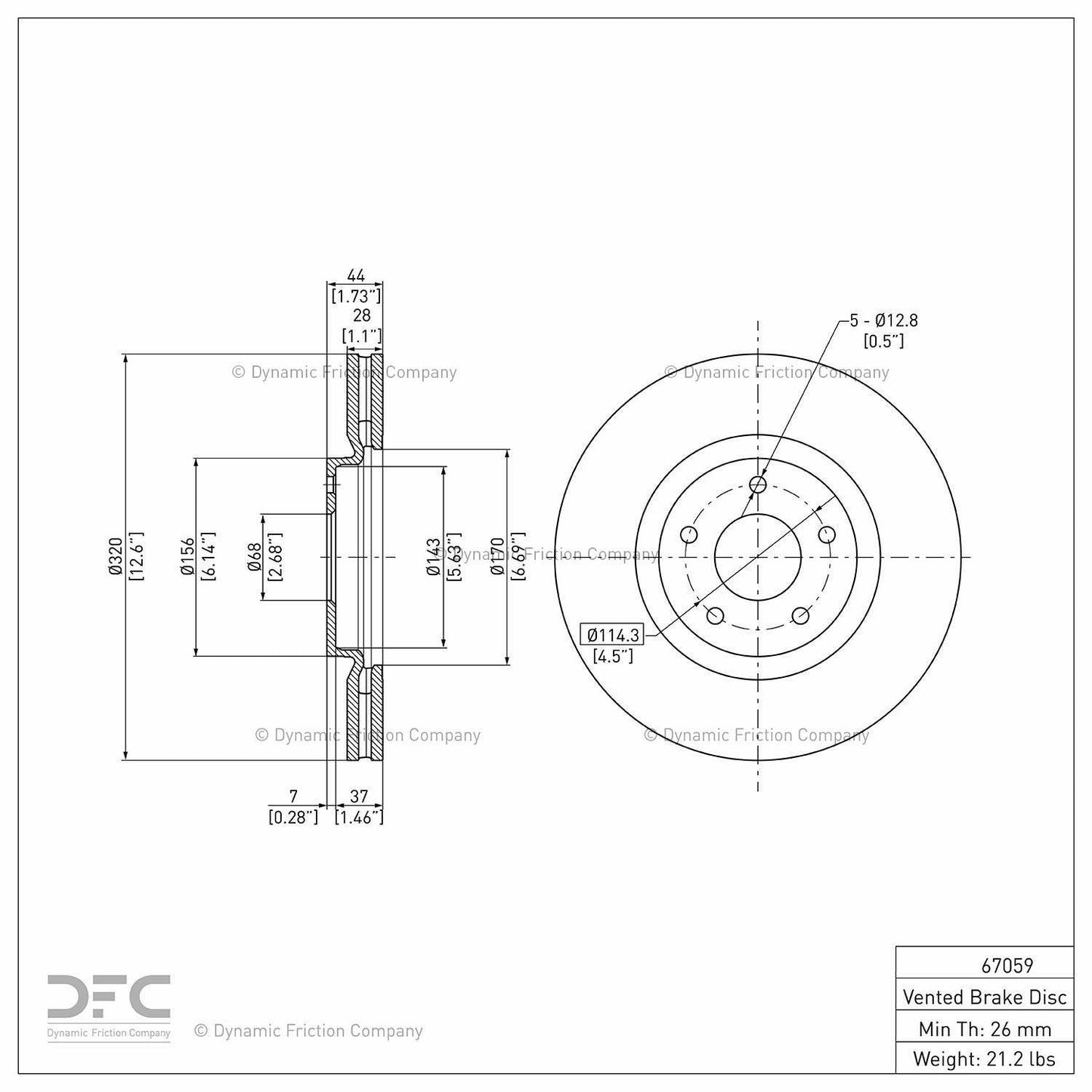 Dynamic Friction Company Disc Brake Rotor 604-67059