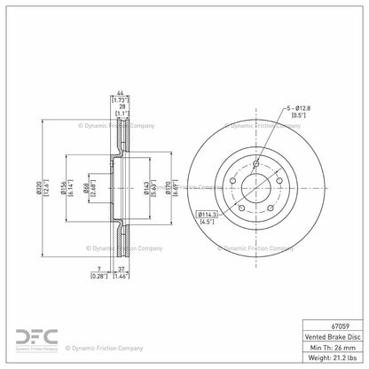 Dynamic Friction Company Disc Brake Rotor 604-67059