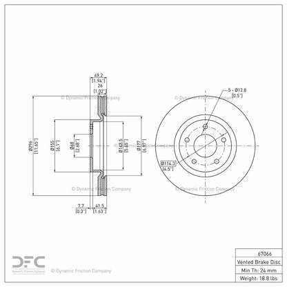 Dynamic Friction Company Disc Brake Rotor 604-67066